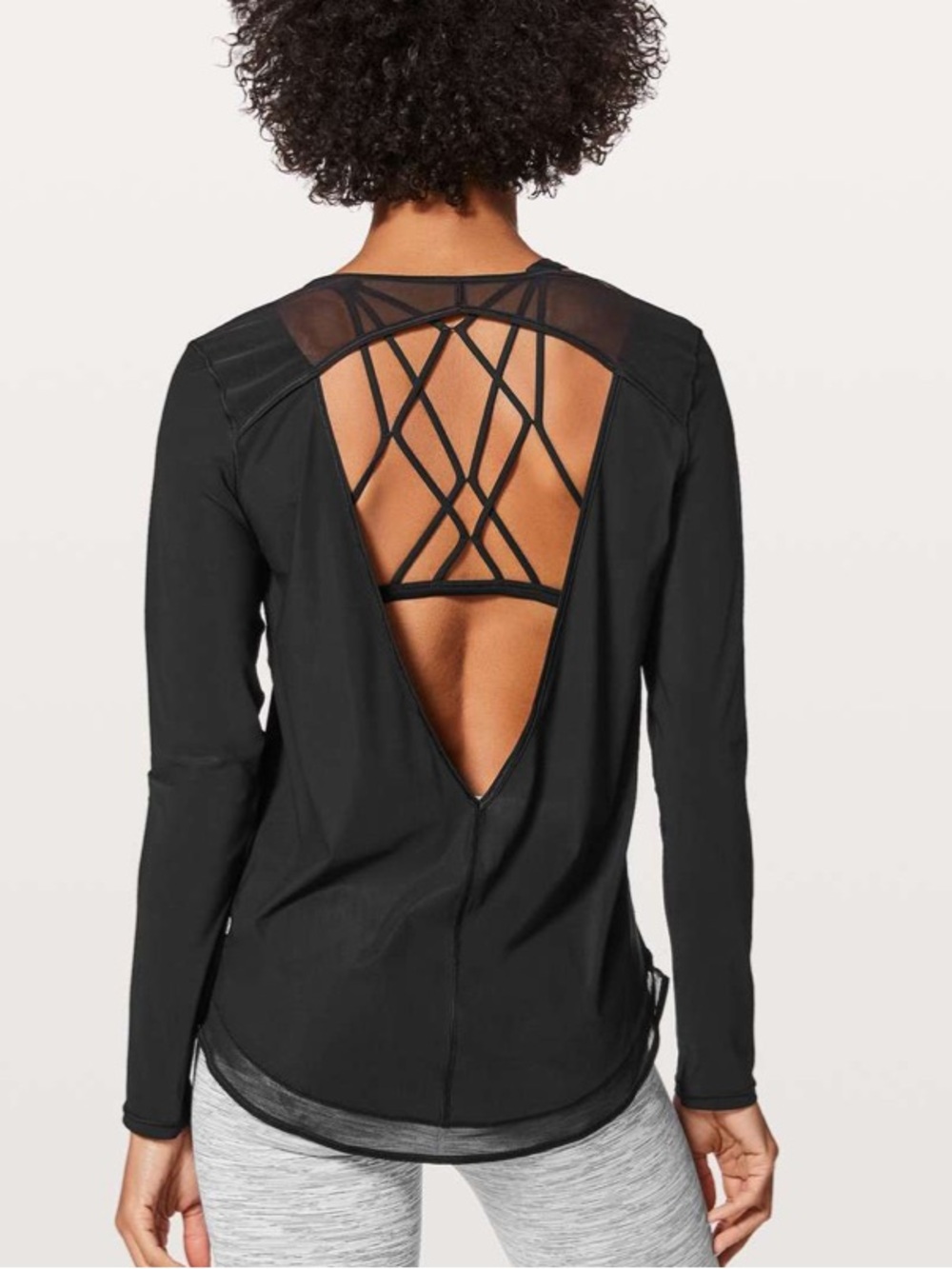 Lululemon Black Backless Mix & Mesh Long Sleeve